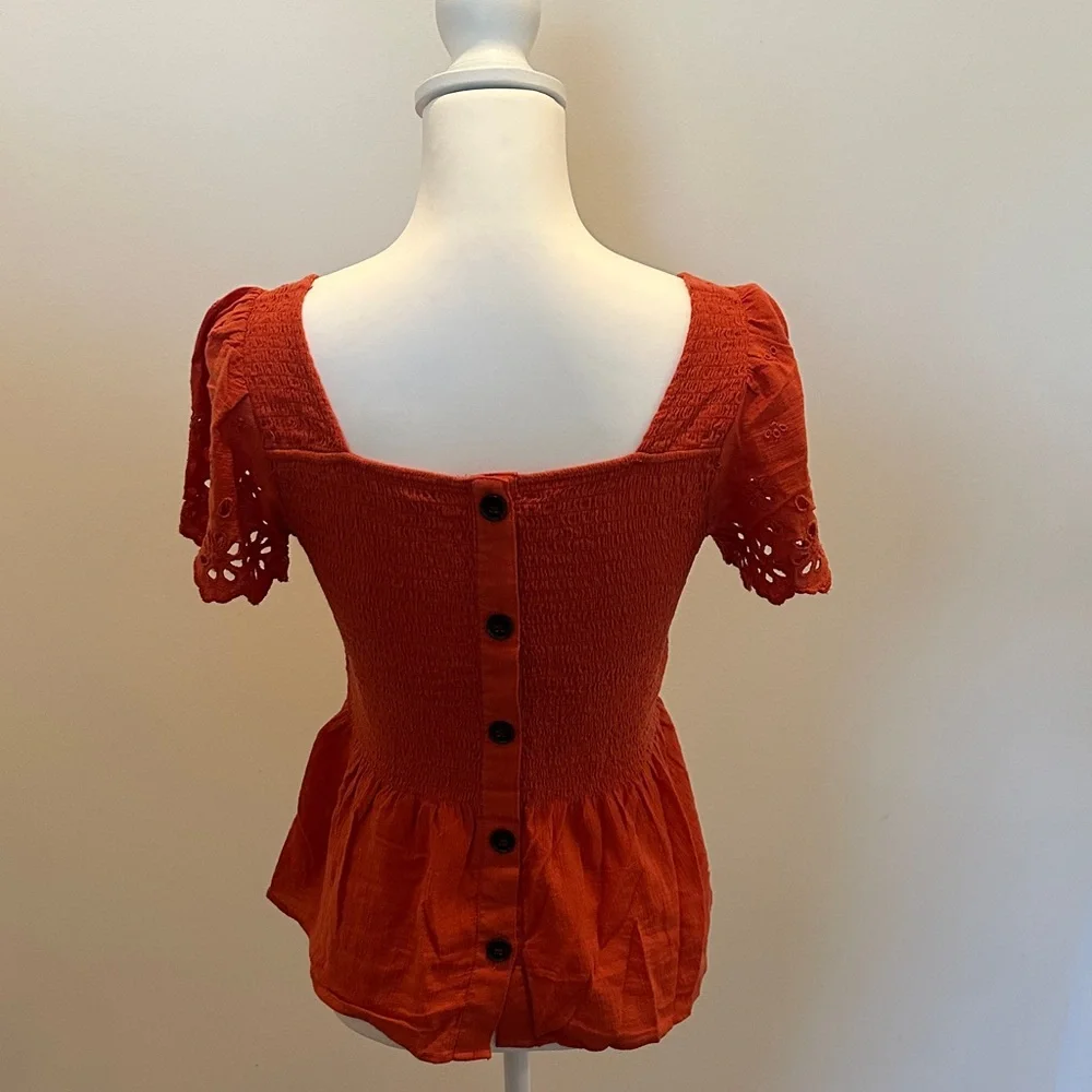 Madewell Peplum Button Smocked Blouse